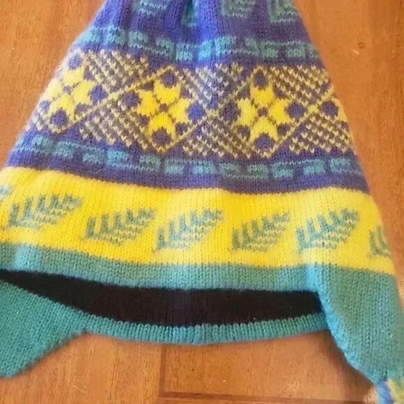 𝅺Pinyon Products Men's Navy/Yellow/Turquoise Wool Beanie - Picture 3 of 13